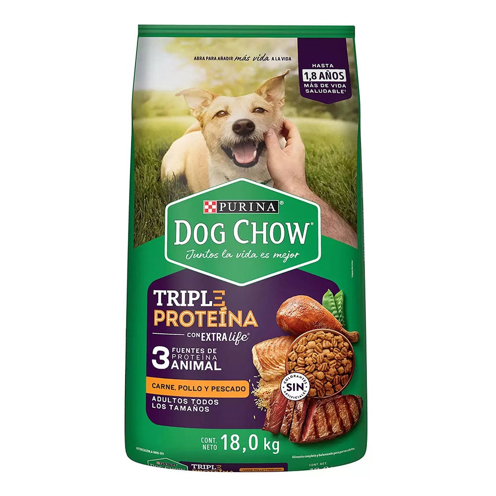 Alimento para perros adultos con Triple Proteína