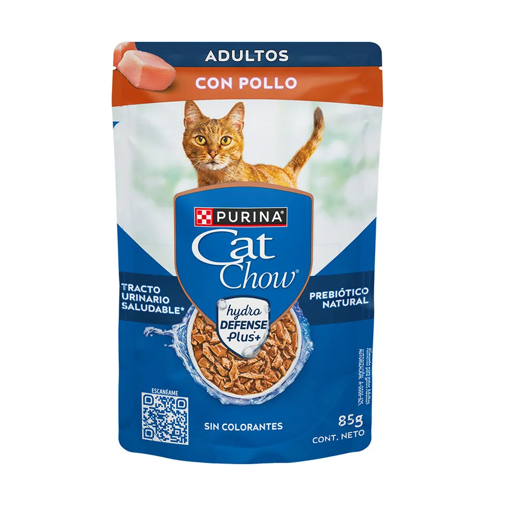Sobre Cat Chow Adultos con Pollo, comida húmeda para gatos con prebiótico natural